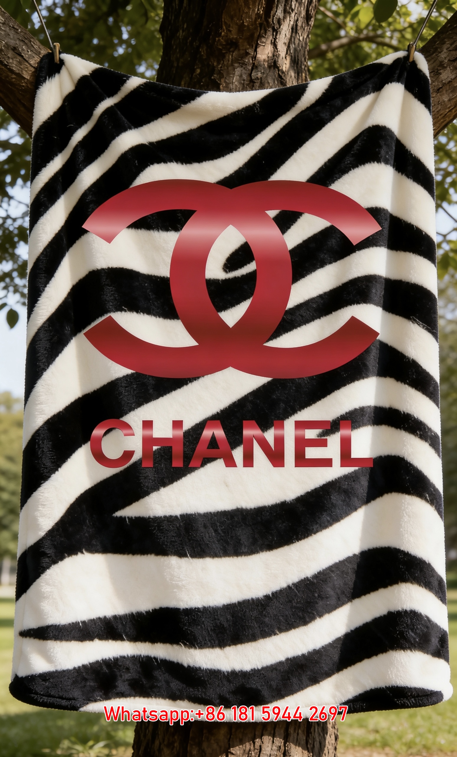 Chanel Zebra Print Flannel Throw Blanket IMG_6894